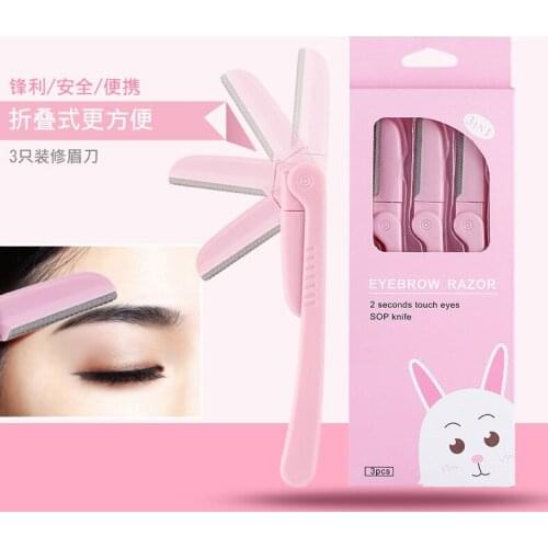 3Pcs/Set Pink Facial Eyebrow Trimmer Armpit Hair Razor Beauty Face Eye brow Shaper Shaver Stainless Steel Blades Makeup Tools