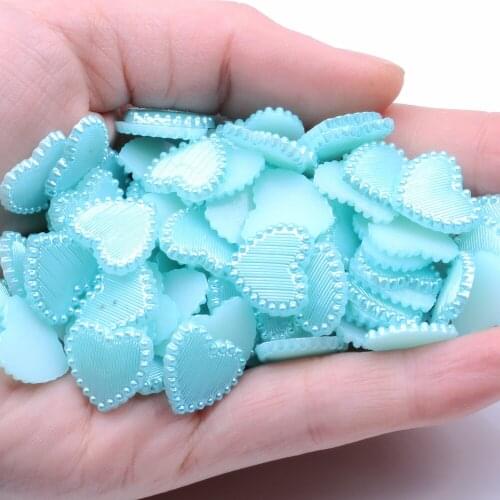 Heart Shape 40pcs 14mm Flatback Half Pearls Rhinestone For Nail Art Cellphone DIY Jewelry Crafts Decorations