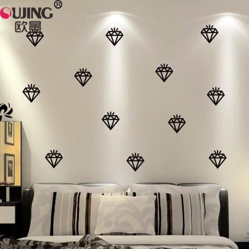 7*7.5cm*16pcs 3D Cartoon Black Geometry Diamond Shape Wall Stickers For Kids Room Nursery Home Decoration Art Mural Vinyl Poster