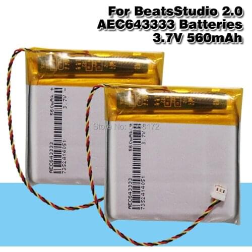 Wireless bluetooth Headphone Battery 3.7v 560mAh For Beats Studio 2.0 Rechargeable batteries