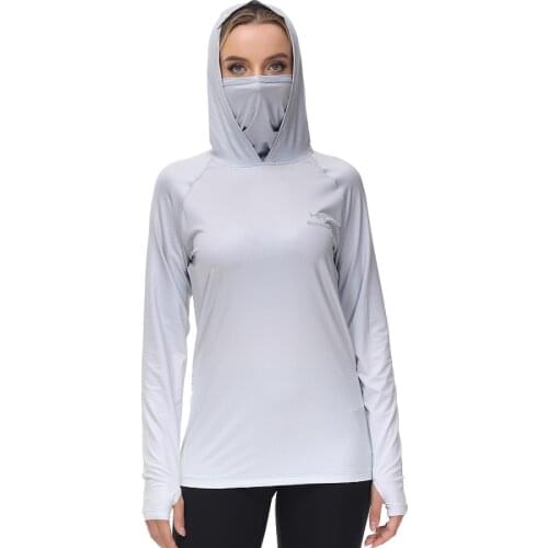 Bassdash FS23W Womens UPF 50+ Fishing Hoodie Shirt With Face Mask Thumb Holes