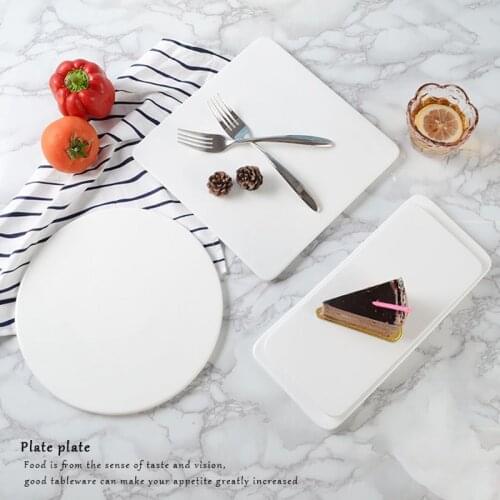 White Dessert Dishes Ceramic Dish Nordic Porcelain Plates Kitchen Dining Diner Plate Western Tableware Decorative Food Tray