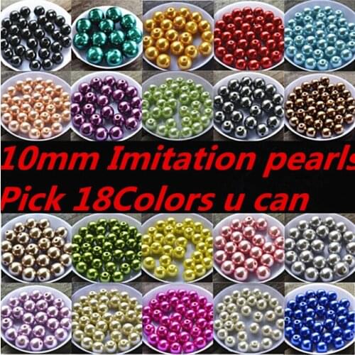 DIY 18 Colors Optional Round Acrylic Spacer Beads 10mm 200pcs/lot ABS Imitation Pearl Beads For Jewelry Making