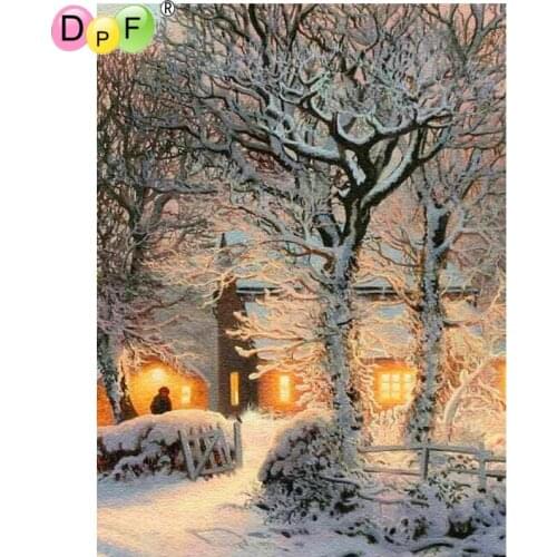 DPF DIY Snow night wall painting home decor diamond mosaic full square diamond painting cross stitch crafts diamond embroidery