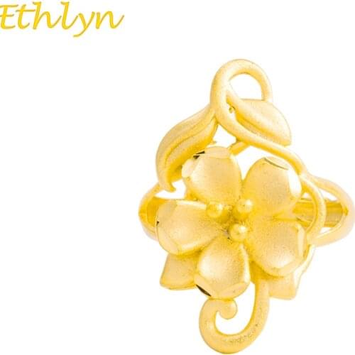 Ethlyn 2018 New Arrival Roses Womens Wedding Gold Color Rings Cute/Romantic Accessories Gift R49