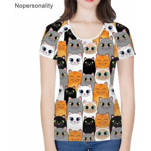 Nopersonality 3D Music Note Pattern T-Shirt Fashion Women Kitten Black Cat Print T-shirt Woman Casual Tops Teenager Girl Tees