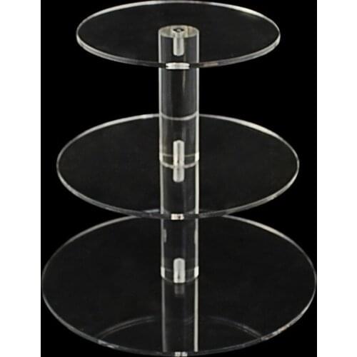 3 Tier Crystal Clear Circle Acrylic Round Cupcake Stand for Wedding Party Cake Display Decor Cake Tools Bakeware Kitchen Dining