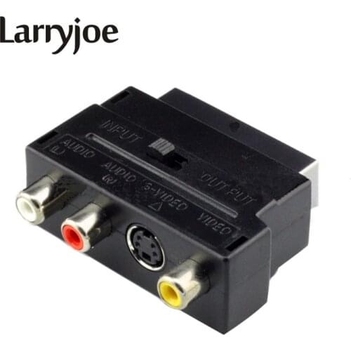 Larryjoe Hot Selling RGB Scart to Composite 3RCA S-Video AV TV Audio Adapter or Video DVD Recorder TV Television Projector