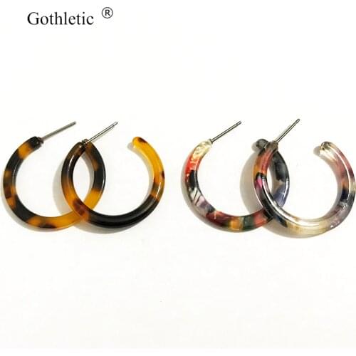 Gothletic 28MM Small Acetate Hoop Earring Round Circle Resin Earrings for Women Brincos Fashion Jewelry 2019 NEW