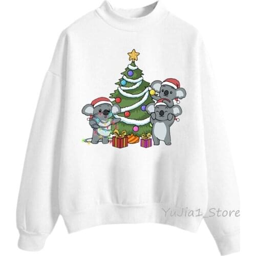 Kawaii Koala Animal Print Hoodies Women Christmas Gift Sweatshirt Harajuku Winter Clothes Plus Velvet Sudadera Mujer Tracksuit