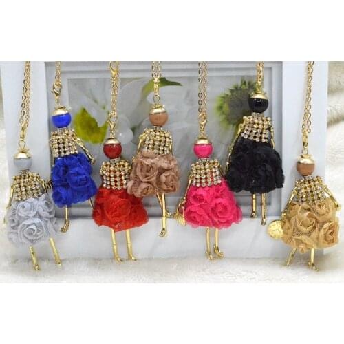 Promotions Fashion necklace women Cute Doll Necklace Crystal Meshes wholesaler gifts female Jewelry Accessories Bijoux NS254-003