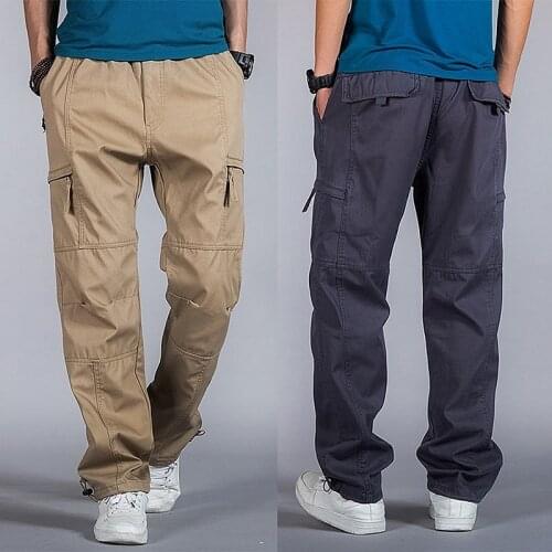 Big Size Casual Men Joggers Pants 2018 summer Loose Wide Cargo Pants Cotton Jumpsuit Elastic Waist Harem tactica Trousers M-6XL