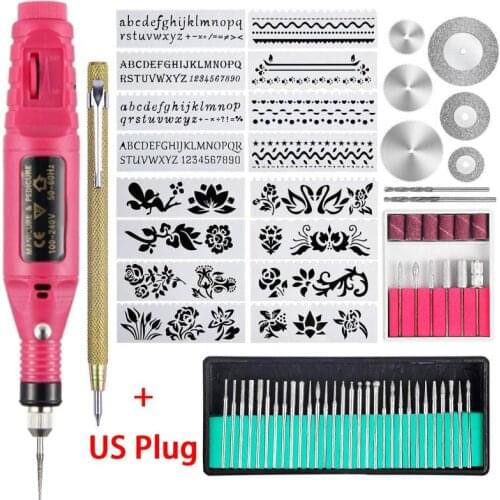Engraving Tool Kit Portable Electric Nail Drill Buffer Kit Engraver Rotary Mini Engraving Pen for Metal Glass Ceramic Plastic