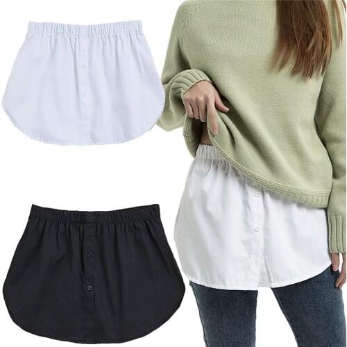 2021 New Style Womens Fake Shirts Elastic High Waist Half Mini Skirts Extender Hemline Adjustable Layering Fake Top Lower Sweep