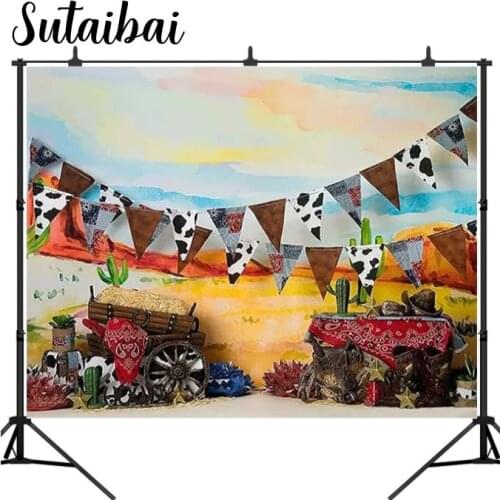 Newborn West Cowboy Photography Background Desert Haystack Cactus Children Birthday Party Backdrop Baby Shower Decorative Props