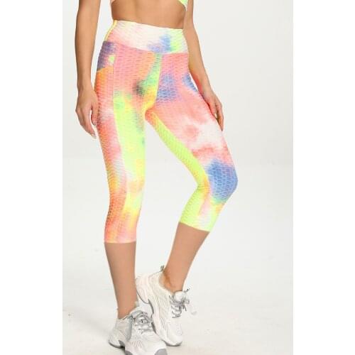 New Women Seamless Workout Yoga Leggings High Waist Tie Dye Fitness Sports Running Pocket Yoga Athletic Pants Ladies Clothing E2