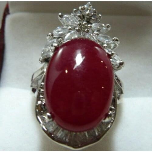 Wholesale noble & elegant ladys red jades GP inlay ring #7,8,9