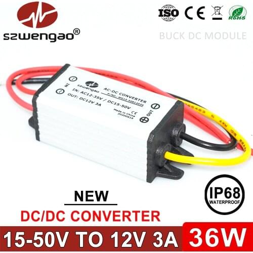 24V 36V 48V 60V to 12V 3A DC DC Buck Converter 48 Volt to 12 Volt Step-down Voltage Regulator for Golf Cart Cars Solar