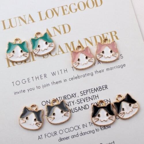 DIY two-color kitten avatar Korean jewelry accessories K gold dripping alloy small pendant bracelet pendant XL490