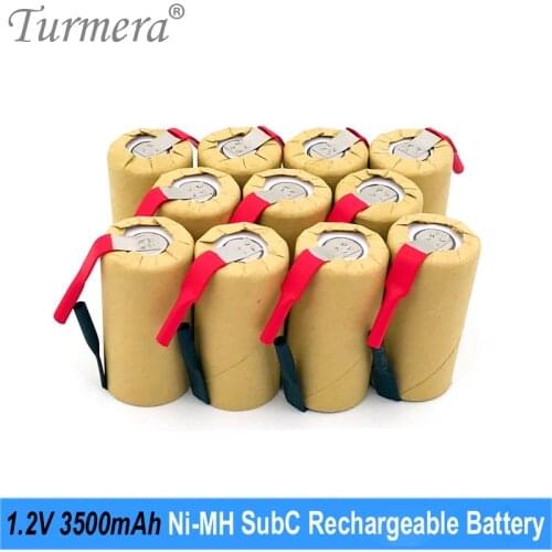 Turmera 6-20 Piece Sub C 3500mAh 30A 1.2V Ni-MH Rechargeable Battery Welding Strip for 10.8V 12V 14.4V 18V Screwdriver Drill Use