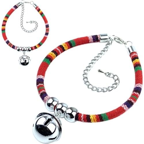 Ethnic printing Cat Bells Collar Adjustable Kitten Collar For Pet cat Small Medium Dog Puppy Calico Necklace With Bell Product