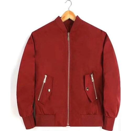 2020 New Autumn Winter Women Casual Warm Flight Bomber Jackets Female Wine Red Yellow Zipper Pocket Baseball Uniform Coats