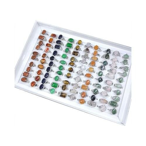 1PCS New fashion Exaggerated color natural stone ring For Women girl Accessories jewelry wholesale