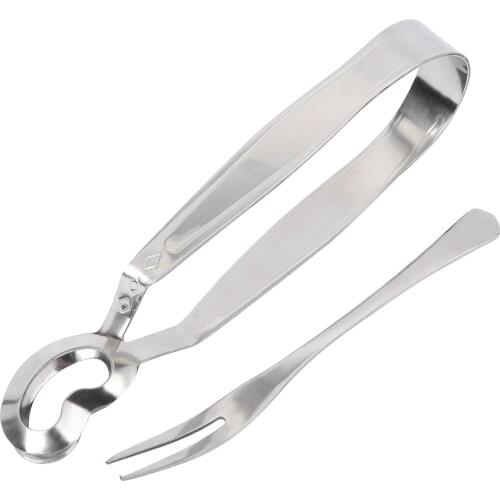 2pcs Stainless Steel Food Clip Escargot Fork Clip Snail Tong Utensils Tableware for Home Restaurant Hotel (Fork and Clip )