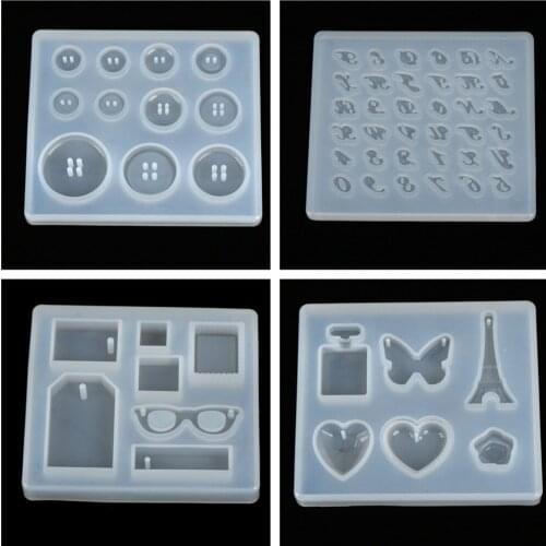 1pc DIY Epoxy Pendant Craft Tool Handmade Silicone Mold Resin Buttons Heart Letter Pendant Jewelry Making Mould
