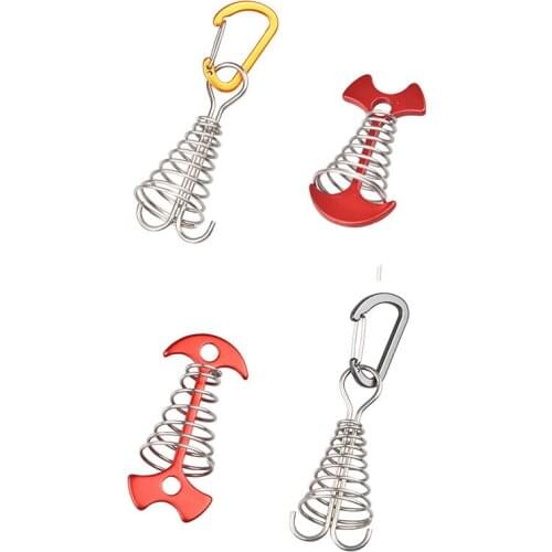 10 Pcs Spiral Shaped Spring Octopus Deck Peg With Carabiner Hooks Durable Rope Buckle Tent Hooks Board Pegs For Camping Hiking