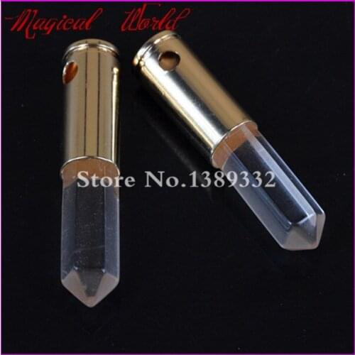 2Pc Nature Clear Crystal Quartz Gems Point Bullet Pendant Hexagon Quartz Druzy Pendant Real Casing Pendant