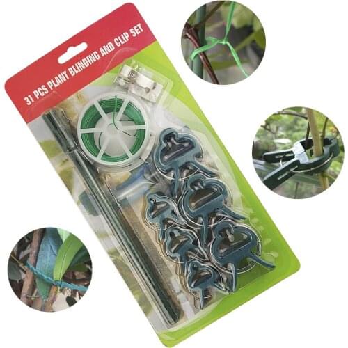 31Pcs garden tool set garden grafting tool plant clip garden fishbone cable tie cable garden clip Bracket Pole Fixed Clamp