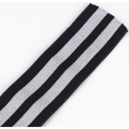 40mm Elastic Stretch Black Gray Polyester Applique Ribbon Tape Band Belt Sewing Accessories for Costumes 20yd/T1249