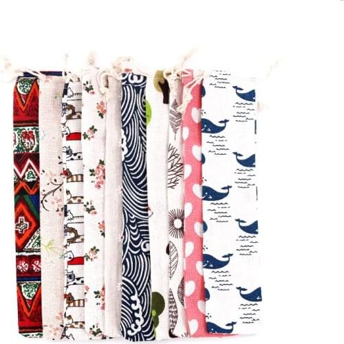 5pcs/lot Long Cotton Bags 6x27cm Linen Drawstring Pouch Muslin Gift Bag Neklace Spoon Jewelry Packaging Bags Pouches