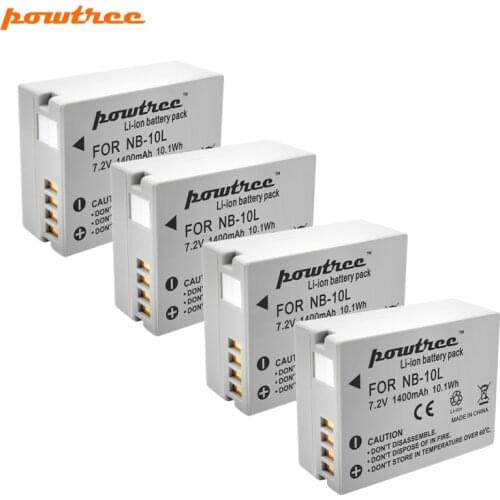 Powtree For Canon NB-10L NB 10L Battery for PowerShot G15 G16 SX40 SX60 CB-2LCE Rechargeable battery
