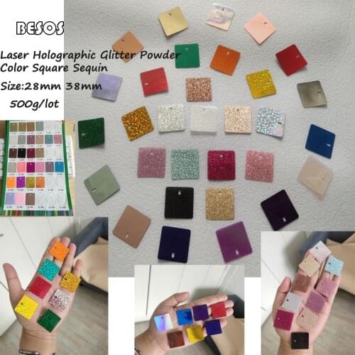 Large Size 28mm 38mm Gold Silver Square Holographic Laser Colorful Sequin Party Stage Background Wall Billboard Decorate Sequin