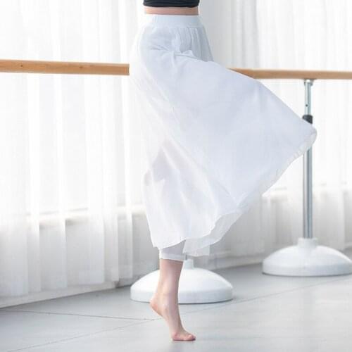 Modern Dance Practice Pants For Women Modal Legging With Chiffon Skirt Classical Dance Wear Elastic Waist Yoga Skirted Leggings