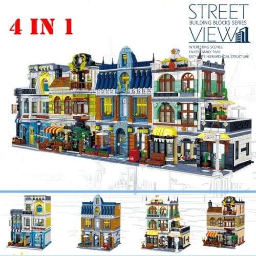 City house Super Villa Cottage Street shop Architecture Model building blocks DIY brick Friends Kid toys Creative Expert classic