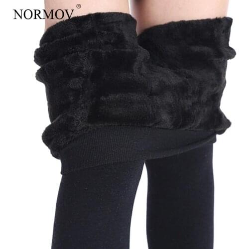 NORMOV Winter Plus Cashmere Leggings Fashion Big Size Warm Super Elastic Faux Velvet Winter Thick Slim Leggings