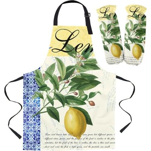 Moroccan Pattern Butterfly Lemon Kitchen Apron Baking Accessories Sleeveless Aprons for Men Women Home Cleaning Tools