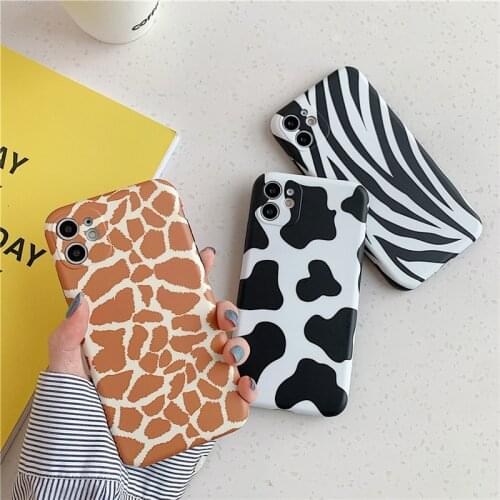 Ottwn Fashion Giraffe Zebra Grain Phone Case For iPhone 11 Pro Max 12 Pro X XR XS Max 7 8 Plus SE 2020 Shockproof Soft IMD Cover