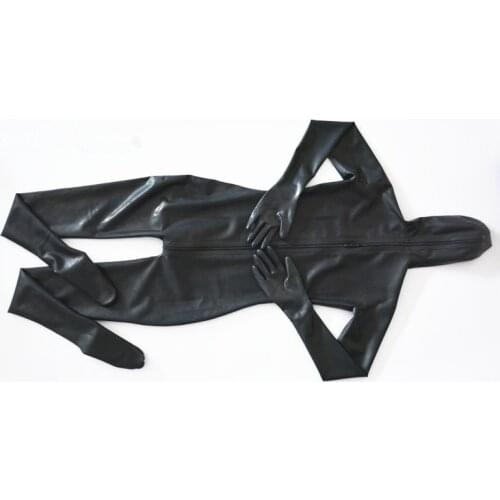 Man full cover latex catsuit with hood and socks with attached gloves plus size custom made