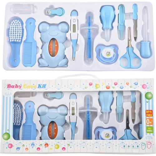 13Pcs/Set Baby Nail Kit Scissors Infant Grooming Nail Trimmer Clipper Comb Hair Thermometer Baby Boomer Nail Care Cutter Tools