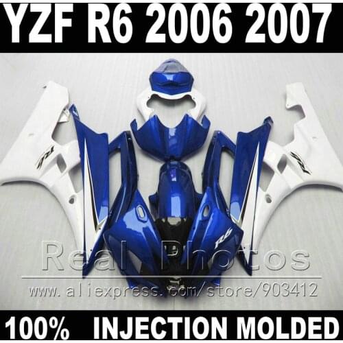 NEW body kit for YAMAHA R6 fairing kit 2006 2007 Injection molding blue white matt black 2006 2007 YZF R6 fairings