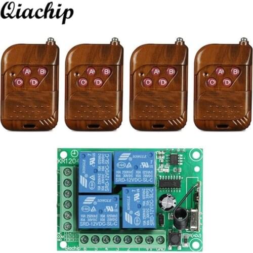 RF Relay Wireless Remote Control Switch Receiver Module + RF Remote Universal 433Mhz DC 12V 4CH Channel 433Mhz Transmitte