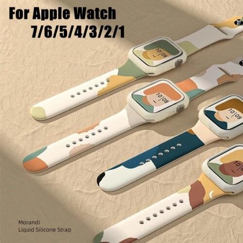 For Apple Watch Band 44mm 40mm 42mm 38mm Strap Morandi Mix Color Silicone Bracelet Belt for iWatch 6 5 4 3 2 1 Strap