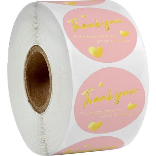50-500pcs Pink Gold Foil sticker 'Thank you for supporting my small business' Stickers Seal Labels for Business Gift Box Decor