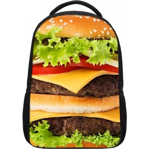 VEEVANV New Food Hamburger Pizza Printing Backpacks for Teenager Girls Boys Fashion Shoulder Bags Kids Children School Backpacks