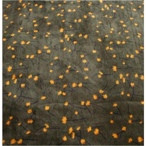 Corduroy Printed Fabric Mori Retro Army Green Small Floral Dress Shirt Pants Womens Handmade DIY Corduroy Fabric