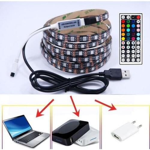 DC 5V USB LED Strip Light RGB 5050 Amblight TV Backlight Waterproof 1M-5M RGB LED Tape 5V strip lights 44key Remote Control